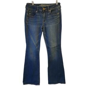 American Eagle Women Jeans Kick Boot Flare SuperStretch Size 8Regular BlueDenim